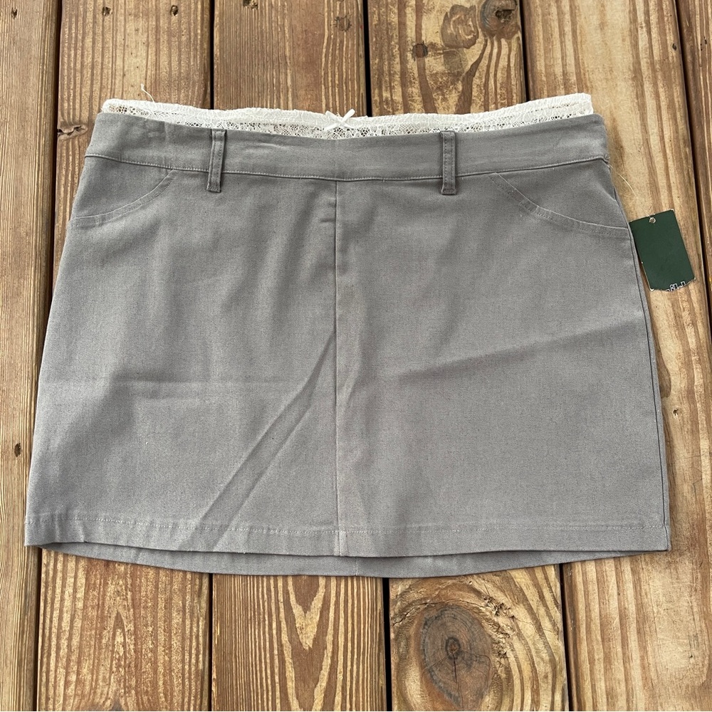 NWT Wild Fable Gray Pull On Skort w Lace Trim Shorts Size L